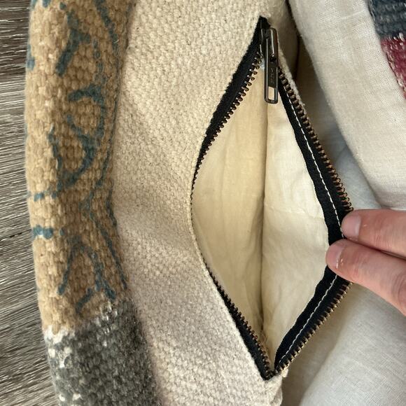 Signals Brand Unique Burlap Stamped Design Tote Bag Leather Handles Art - Picture 9 of 11